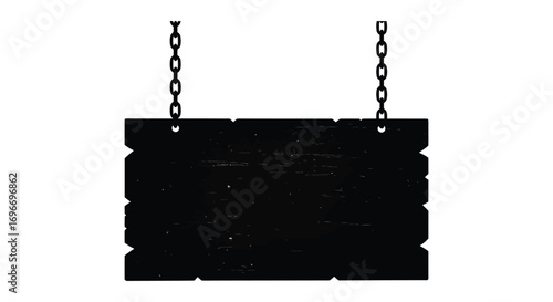 a hanging signboard with chains and dark texture silhouette
