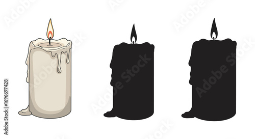 three candles with varying shades ending in silhouette