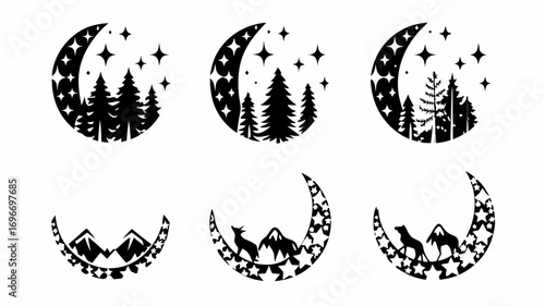 Crescent Moon Nature Silhouettes