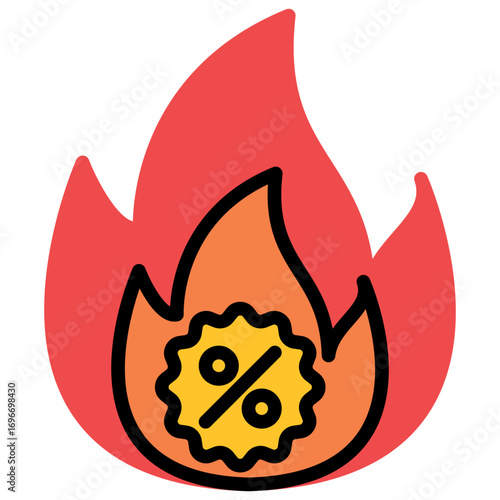 Hot Deal outline mixed icon