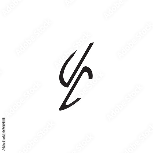 initial logo vector VC curved oval shape alphabet letter gaming monogram Black 