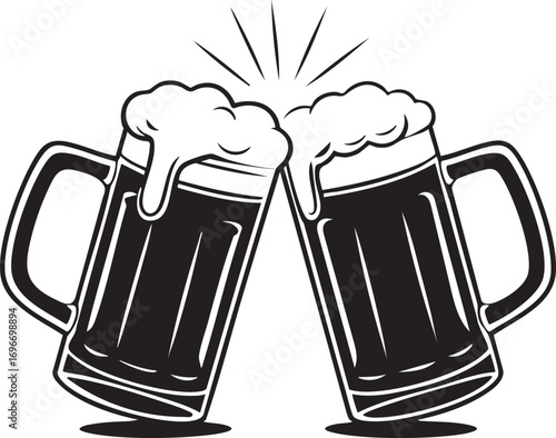 Beer Mugs Clinking Cheers Vector Design 