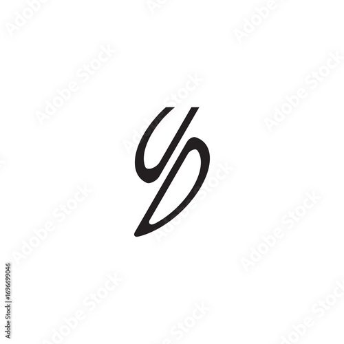 Free Download initial logo vector UD curved oval shape alphabet letter gaming monogram Black  - GFXLoad