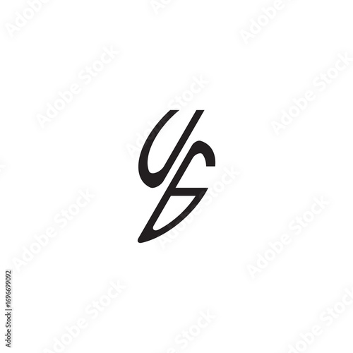 Free Download initial logo vector UG curved oval shape alphabet letter gaming monogram Black  - GFXLoad