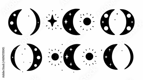 Celestial Icons: Moons, Stars, and Suns