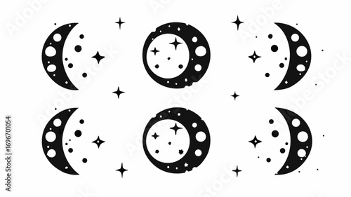 Moon Phases and Stars Illustration