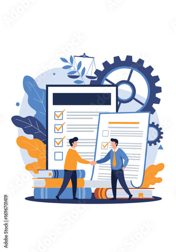 Business partnership agreement and legal contract document approval process