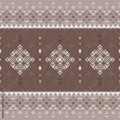Ethnic seamless pattern with triangle and abstract geometric ornament.