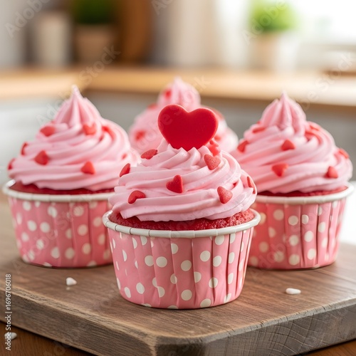 Vibrant Pink Frosted Cupcakes with Sprinkles: Sweet Birthday or Celebration Dessert