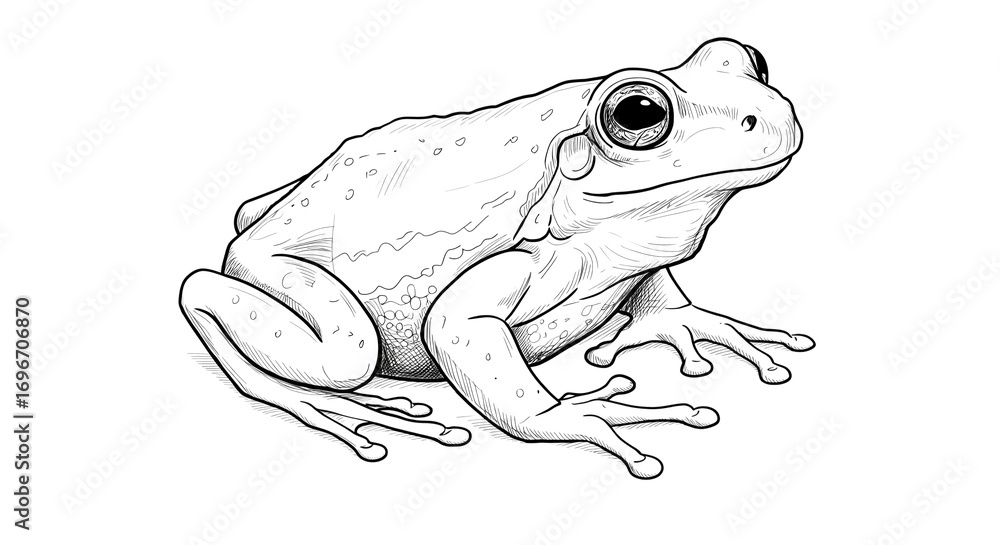 Naklejka premium Line Art Drawing of a Frog Amphibian Illustration Nature Sketch Wildlife Design isolated on transparent background
