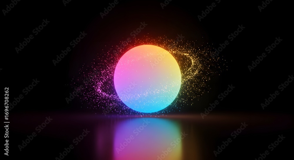 custom made wallpaper toronto digitalMinimal glowing sphere with abstract digital particles floating in futuristic dark background