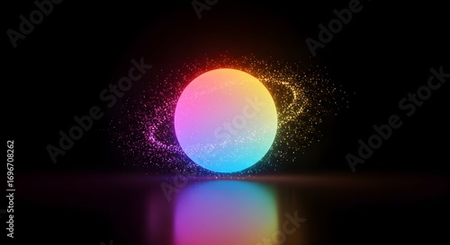 Wallpaper Mural Minimal glowing sphere with abstract digital particles floating in futuristic dark background Torontodigital.ca