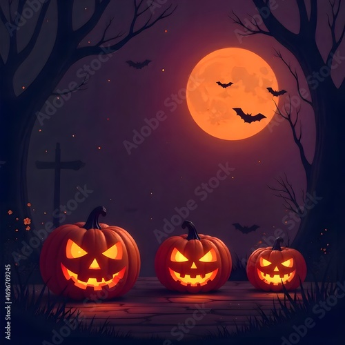 halloween background with pumpkins