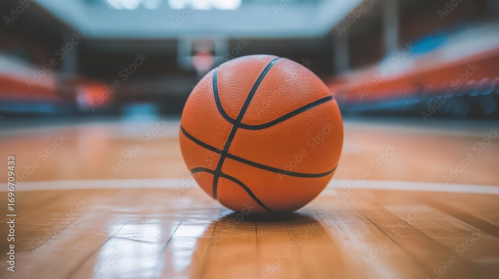 Obraz premium Close-Up of Basketball on Court with Focus on Texture and Details