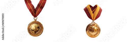 Award ceremony medals on transparent background celebration sports focused viewpoint