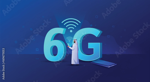 A vibrant illustration showcasing the concept of 6G technology. EPS Vector