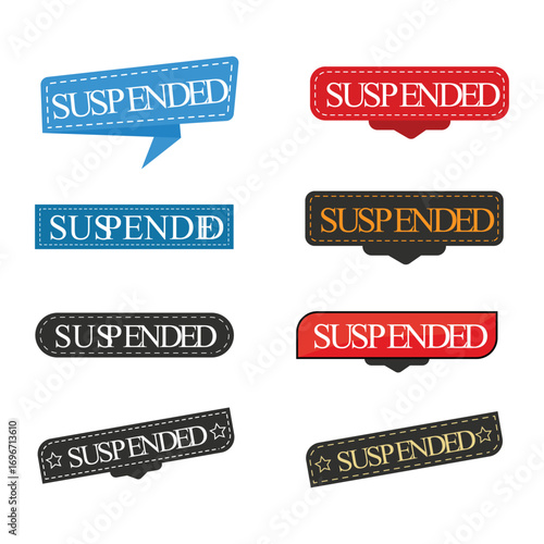 SUSPENDED Text Vector in Red Rubber Stamp Design