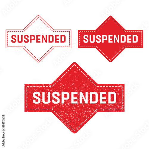 SUSPENDED Text Vector in Red Rubber Stamp Design