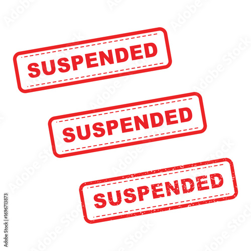 SUSPENDED Text Vector in Red Rubber Stamp Design
