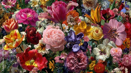 Vibrant Floral Abundance - A Colorful Symphony of Blossoms.