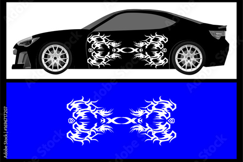 Car wrap graphic racing abstract background for wrap and vinyl sticker and burn pattern