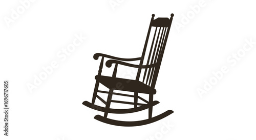a classic rocking chair design with intricate details silhouette