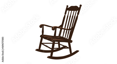 a classic rocking chair design with intricate backrest details silhouette