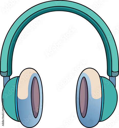Headphones for music and audio isolated on a white background with a stereo sound icon