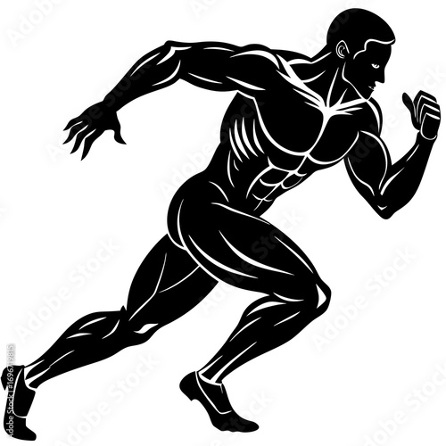 vector silhouette of a man in mid sprint