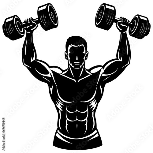 vector silhouette of a man performing dumbbell exercise