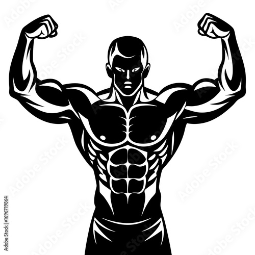 vector silhouette of a muscular man showing biceps