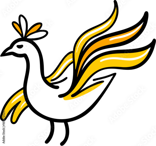 Cartoon chicken icon, funny farm animal illustration of a feathered rooster