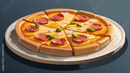 A single delicious slice of hot pepperoni pizza with melted cheese on a plate