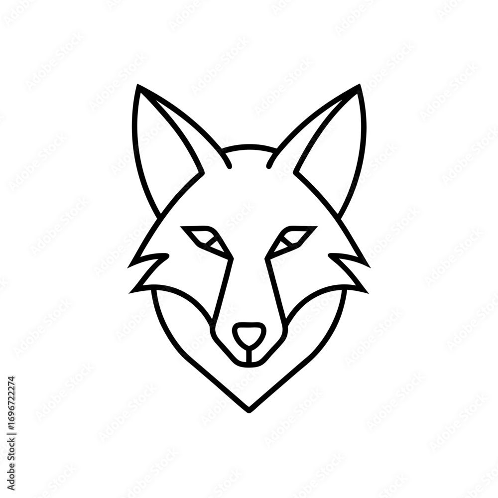 Obraz premium Fox head outline symmetrical illustration