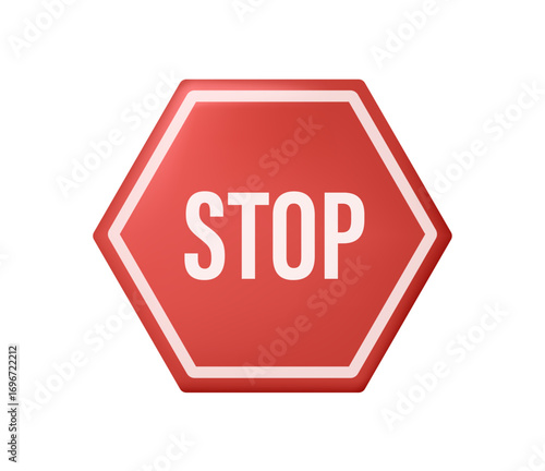 3D render stop sign is prohibited, Stop traffic sign, red vector illustration for apps and webdesign, Wall Red Stop Sign Vector illustration EPS10 printable design
