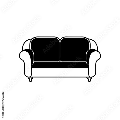 Illustration of a two seat sofa in black