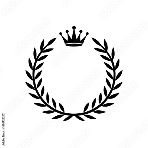Laurel wreath with a crown black and white