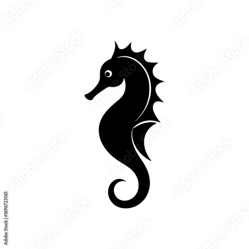 Silhouette of a single seahorse facing left