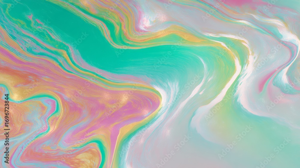 Fototapeta premium Vibrant abstract swirls in pink and aqua tones. Artificial intelligence image