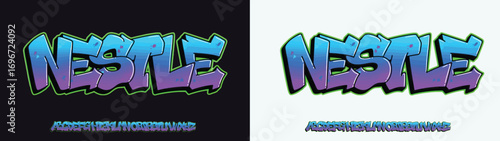 Nestle, Colorful graffiti editable text style effect. Vector text effect with paint wall concept.	
