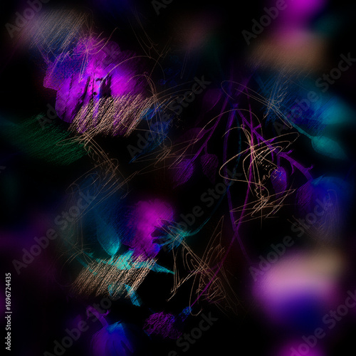 Watercolor bouquet of flowers, Beautiful abstract splash of paint, fashion illustration.Orchid flowers, poppy, cornflower,pansies, viola, field or garden flowers. seamless watercolor floral background