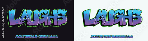 Laughs, Colorful graffiti editable text style effect. Vector text effect with paint wall concept.	
