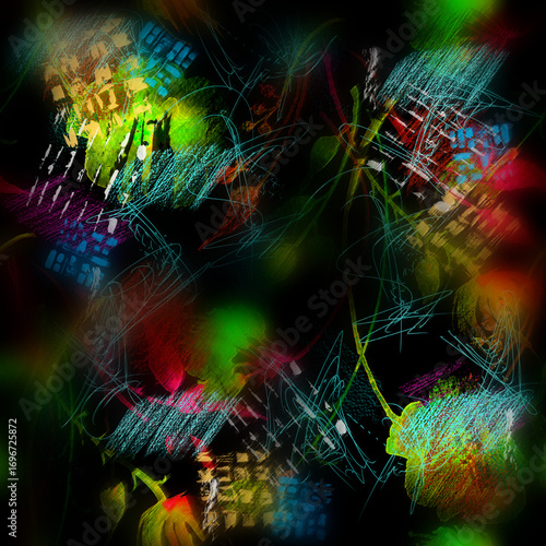 Watercolor bouquet of flowers, Beautiful abstract splash of paint, fashion illustration.Orchid flowers, poppy, cornflower,pansies, viola, field or garden flowers. seamless watercolor floral background