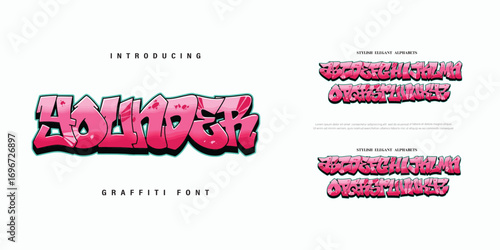 Younder, Colorful graffiti editable text style effect. Vector text effect with paint wall concept.	

