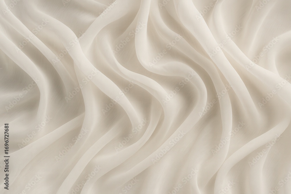 Obraz premium White Sheer Chiffon Fabric Close-Up Flowing Folds Soft Elegant Surface