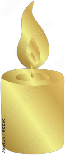 Illustration of a Golden Candle with Flame