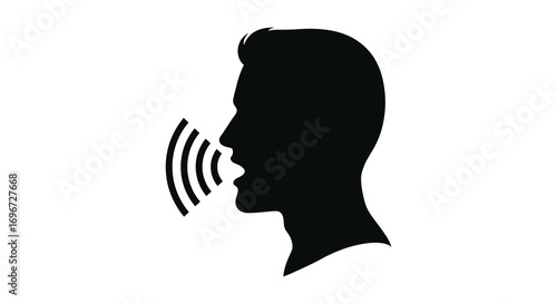 a person speaking with sound waves visible silhouette