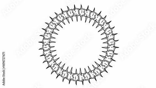 Spiked bones circular spine vector in dark tribal style, ideal for tattoos,  dark decoration, posters, or digital artwork