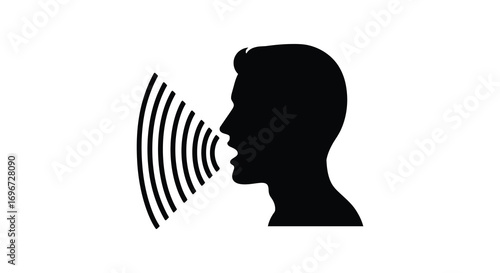a man speaking with sound waves silhouette
