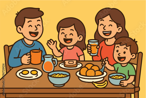 family having breakfast together